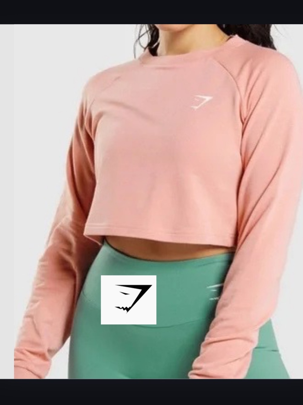 Women’s Gymshark‎ blush pink TRAINING LONG SLEEVE CROP TOP size small